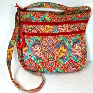 Vera Bradley Triple Zip Pink Paisley Hipster Shoulder/Crossbody Bag